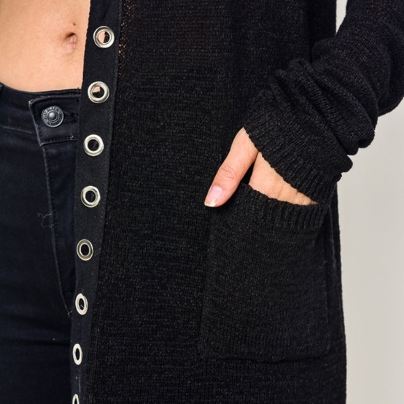 Brown Grommet Sweater